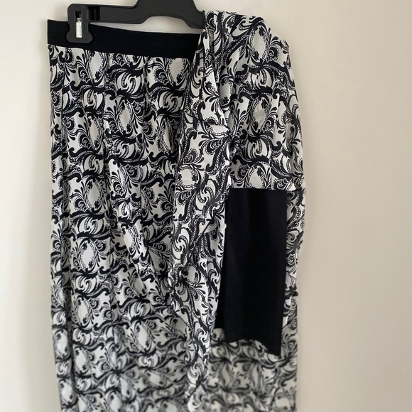 Lapis Black and White Midi A-Line Skirt with Pleats Size L - Picture 5 of 5